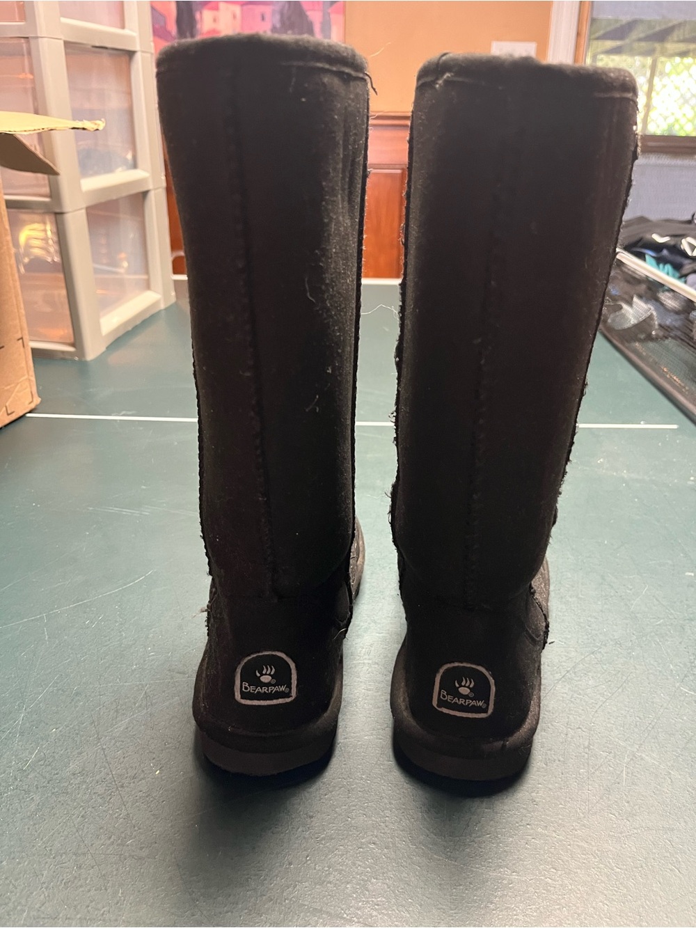 BearPaw Tall Black Women's Winter Boots - Suede Knee-High Style